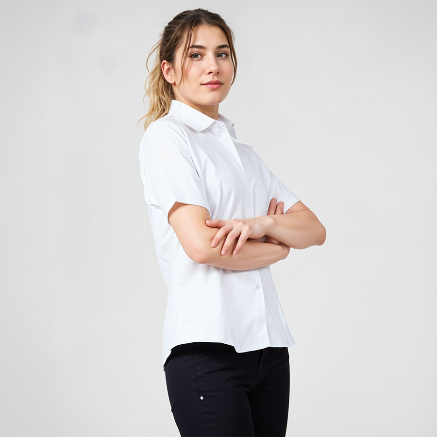 Camisa en Oxford manga corta para mujer
