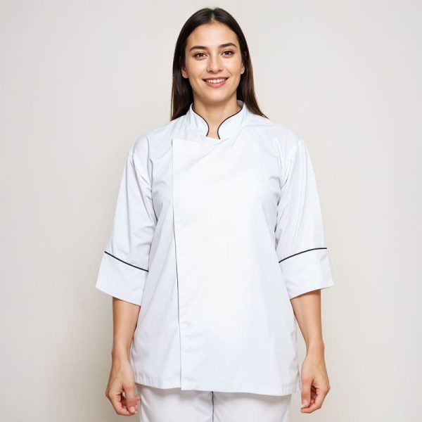 Chaqueta chef gabardina blanca unisex