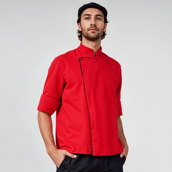 Chaqueta para chef en antifluido unisex rojo